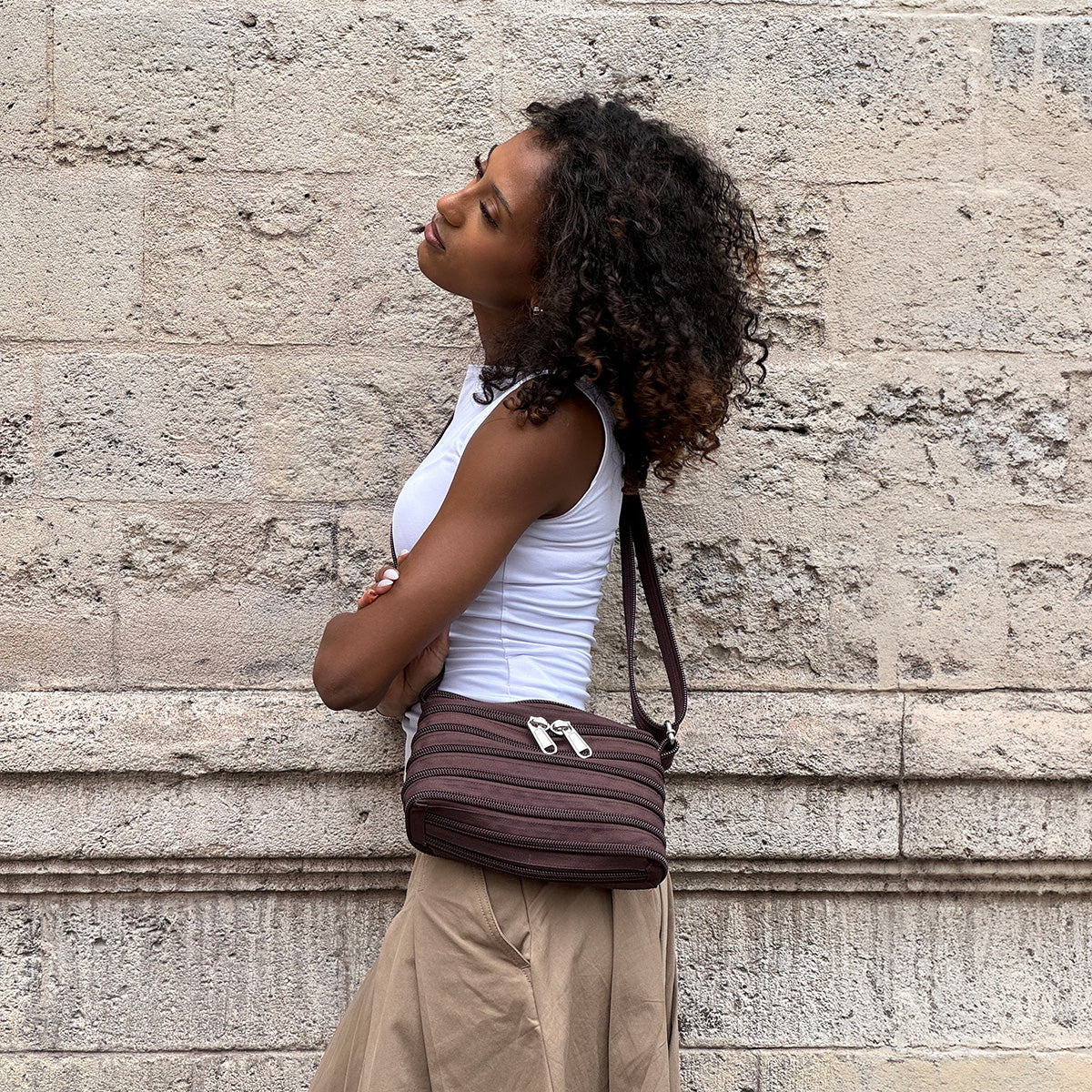 Le mini sac Messager - Chocolat