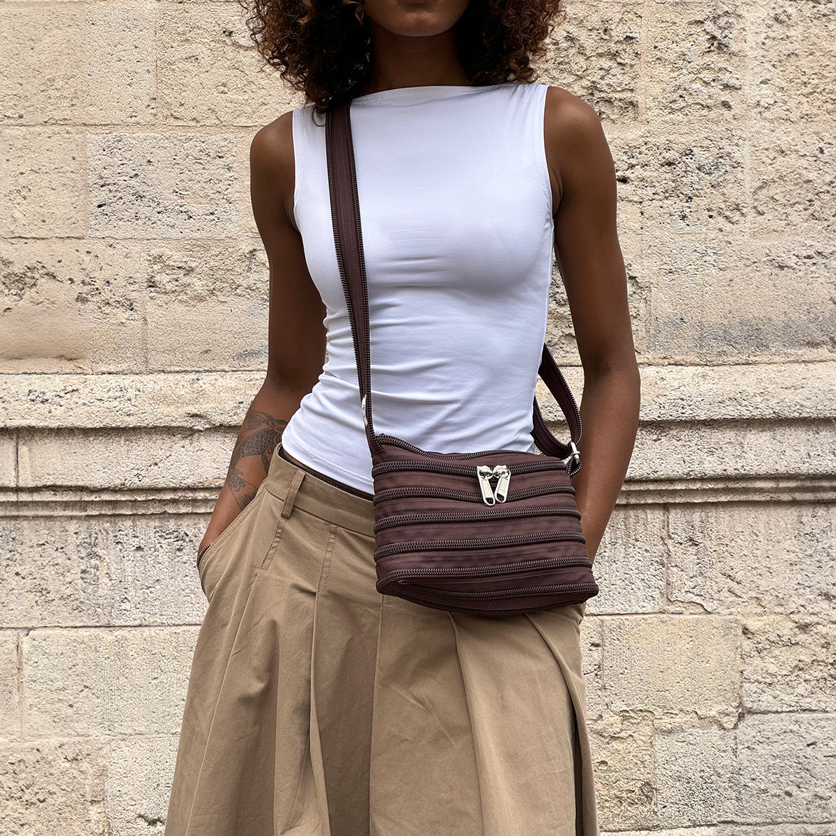 Le mini sac Messager - Chocolat