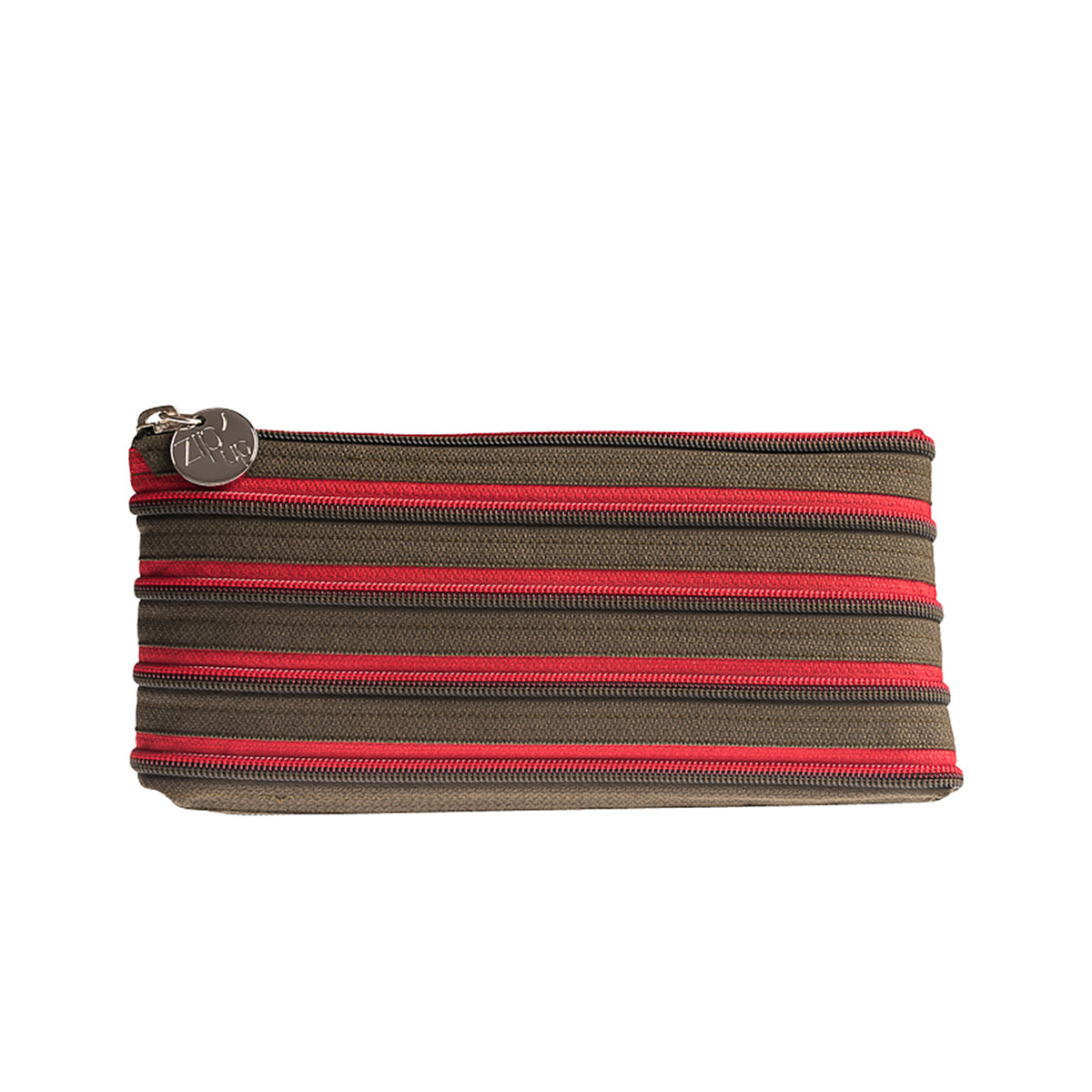 Trousse scolaire - Kaki/Rouge